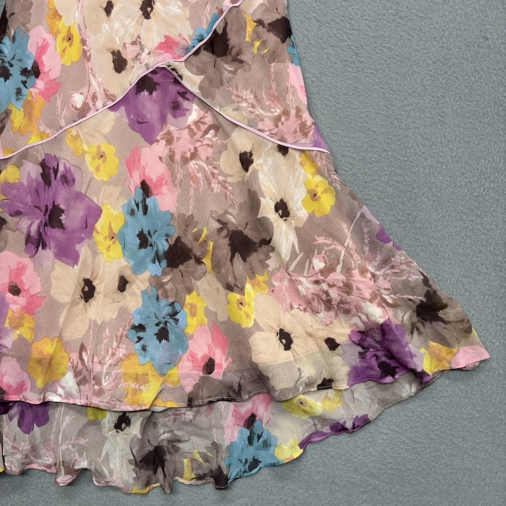 Sundance 100% Silk Chiffon Dress Flutter Sleeve V Neck Floral Whimsy Fairy Sz 4 - Picture 5 of 10